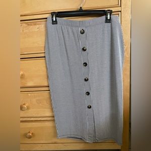 Urban Romantics striped midi skirt with buttons, stretchy size large